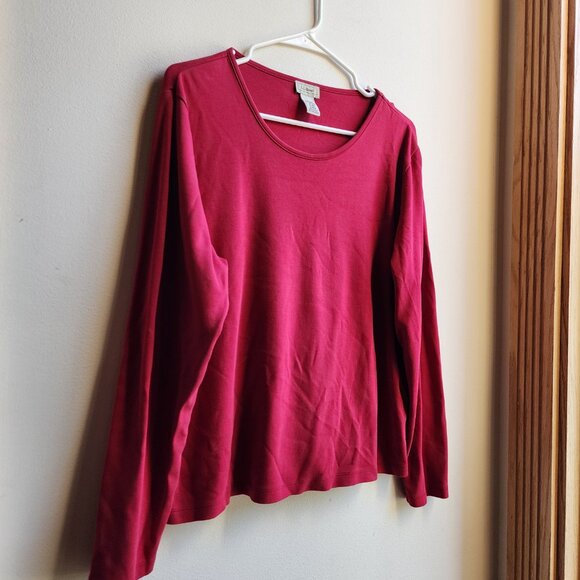 L.L. Bean Red Long Sleeve Scoop Neck Jersey Size XL - Picture 4 of 14